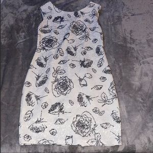 Floral print white midi tight dress